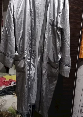 Gri Midi Kadın  erkek Salaş sabahlık  sıfır ürün - Görsel 2