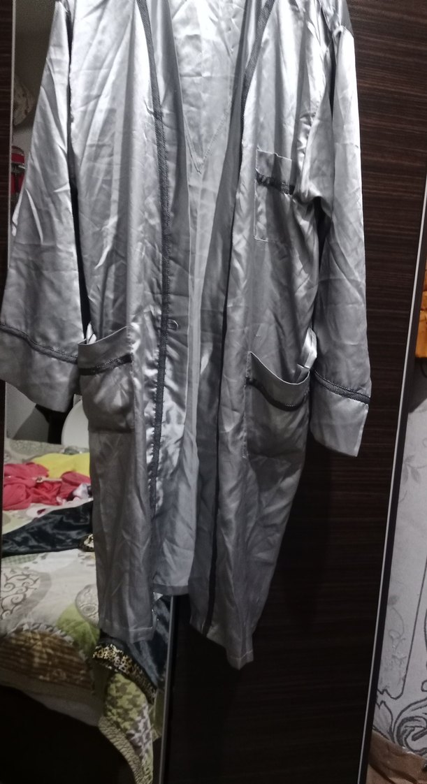 Gri Midi Kadın  erkek Salaş sabahlık  sıfır ürün - Görsel 3