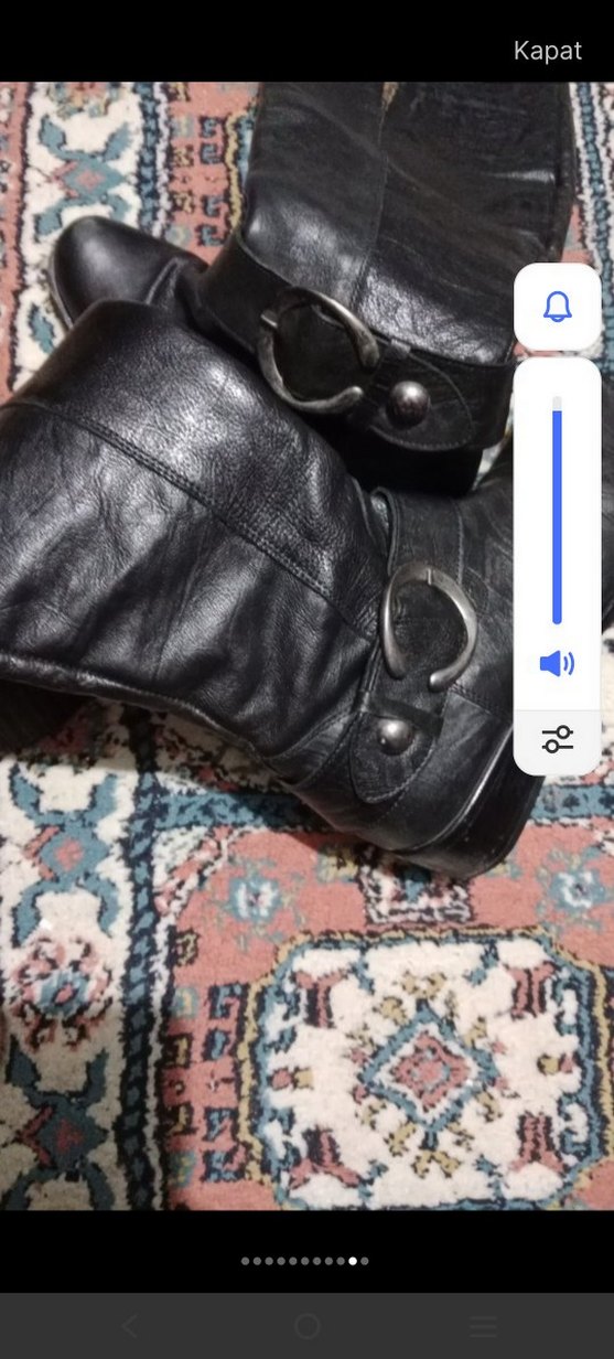 Kadın Siyah Deri Dizüstü Tokalı Bot - Görsel 5