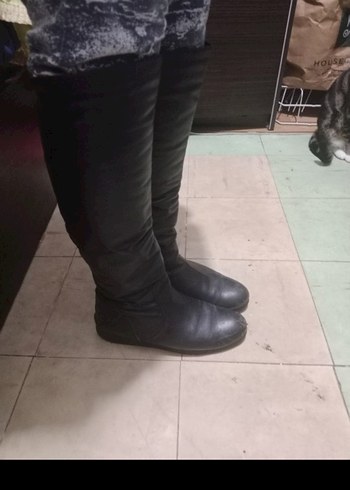 Siyah Tokalı Dizüstü İnce Topuklu Çizme - Görsel 3