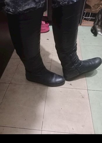 Siyah Tokalı Dizüstü İnce Topuklu Çizme - Görsel 2