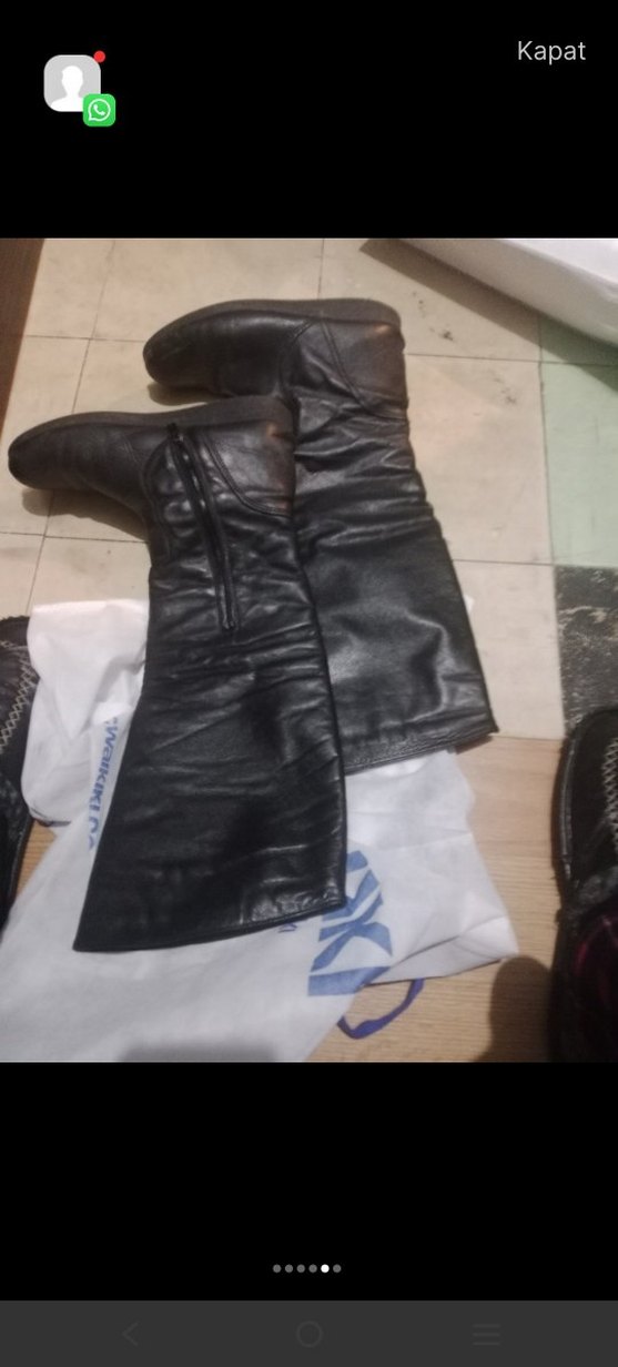 Siyah Tokalı Dizüstü İnce Topuklu Çizme - Görsel 4