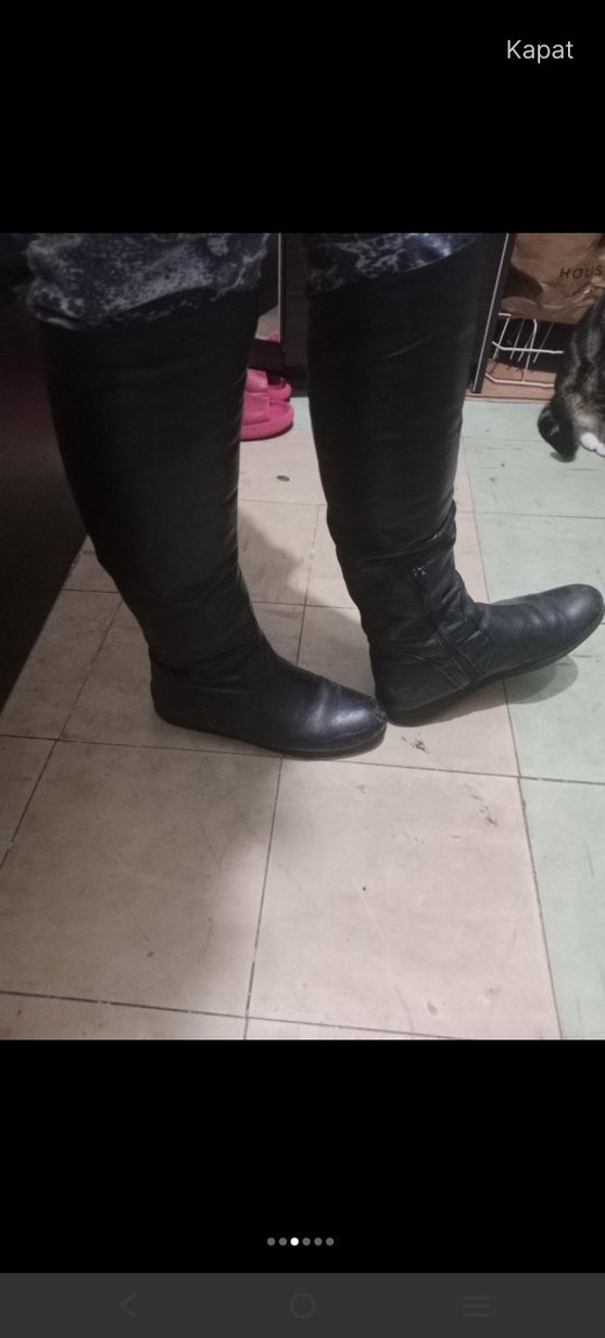 Siyah Tokalı Dizüstü İnce Topuklu Çizme - Görsel 2