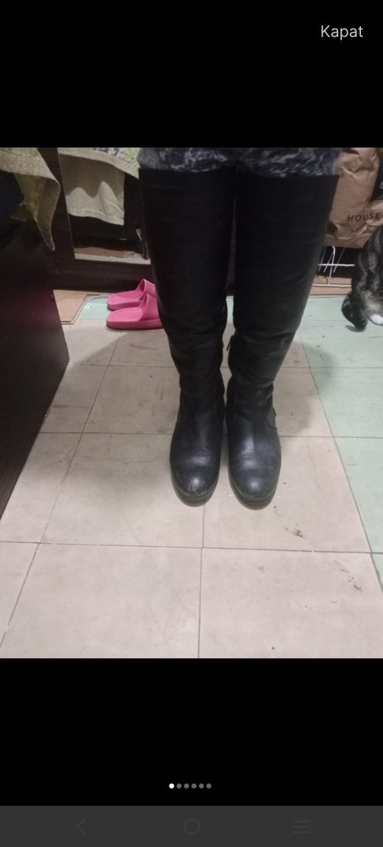 Siyah Tokalı Dizüstü İnce Topuklu Çizme - Görsel 5