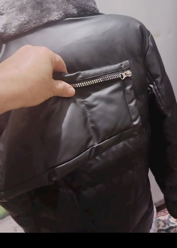 Düğmeli Siyah Deri Kadın Ceket - Görsel 3