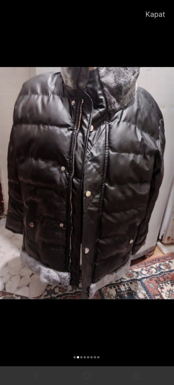 Düğmeli Siyah Deri Kadın Ceket - Görsel 5