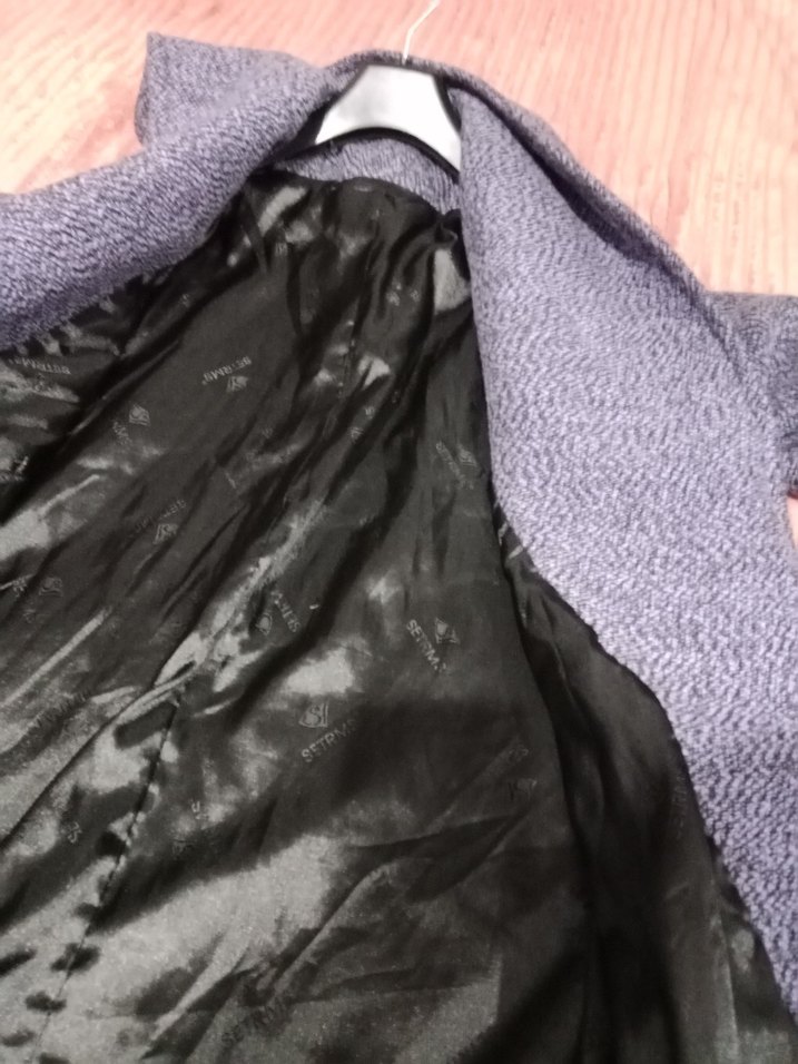 Gri Uzun Örgü Kadın Yün Kaban - Görsel 4