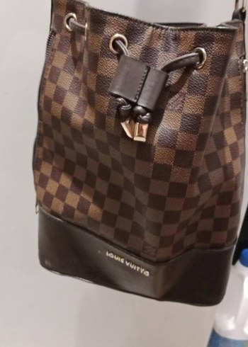 Kahverengi Deri Kareli Kadın Çanta - Görsel 3