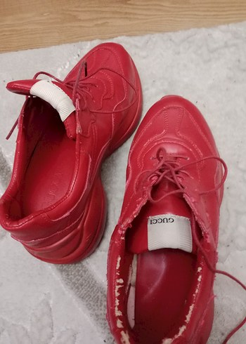 Kırmızı Gucci Platform Topuklu Spor Ayakkabı - Görsel 5