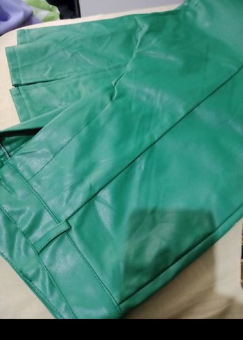 Yeşil Deri Kadın Pantolon - Görsel 3