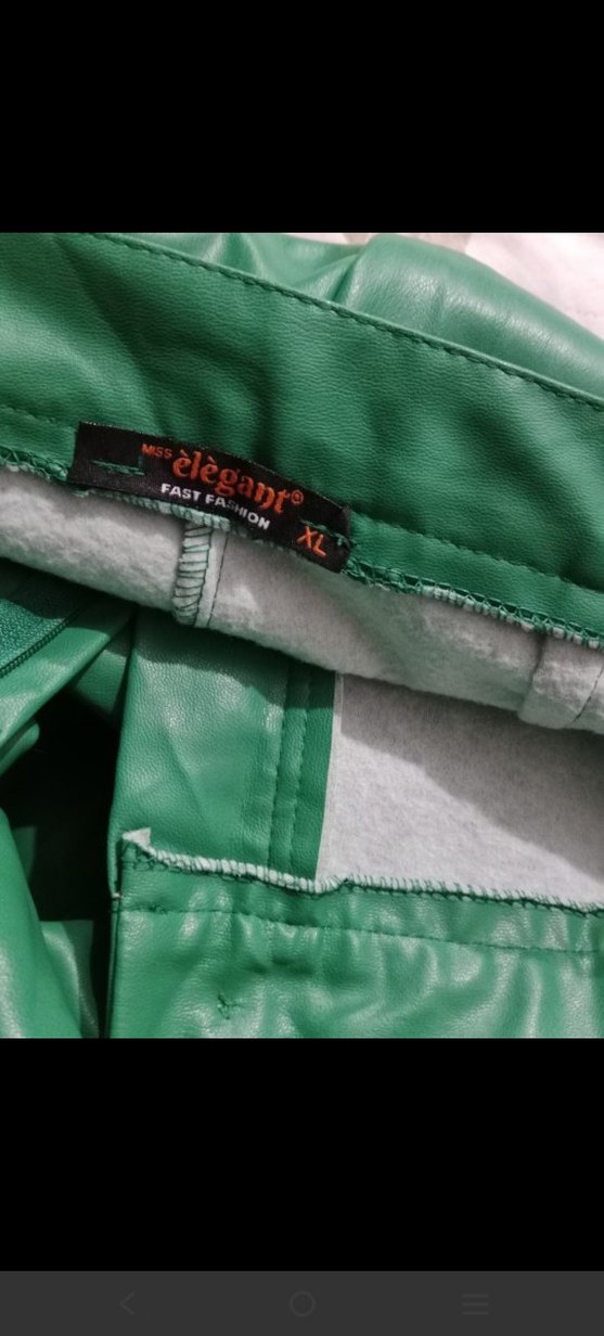 Yeşil Deri Kadın Pantolon - Görsel 4