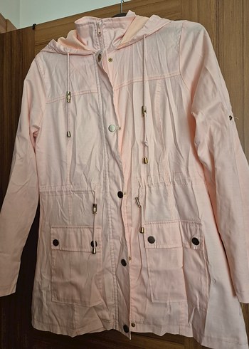 Pembe Düğmeli Midi Kadın Ceket - Görsel 3