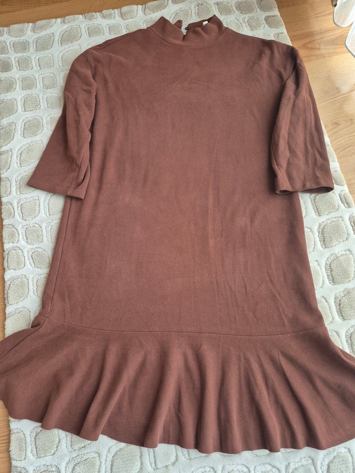 Kadın Kahverengi Uzun Kollu Triko Elbise - Görsel 2