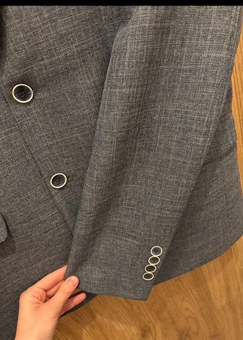 Erkek Gri Düğmeli Modern Klasik Takım Ceketi - Görsel 4