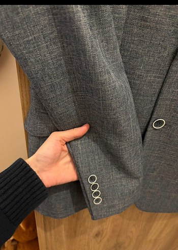 Erkek Gri Düğmeli Modern Klasik Takım Ceketi - Görsel 3