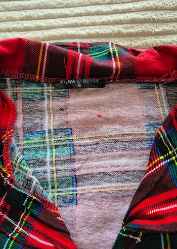 Kırmızı Ekose Desenli Uzun Kollu Kadın Pijama Takımı - Görsel 5