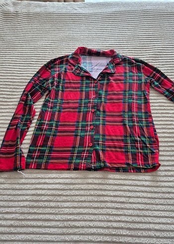 Kırmızı Ekose Desenli Uzun Kollu Kadın Pijama Takımı - Görsel 4