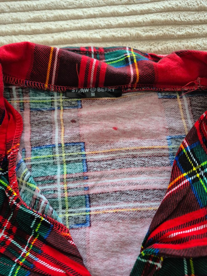 Kırmızı Ekose Desenli Uzun Kollu Kadın Pijama Takımı - Görsel 5