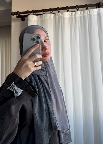 İpekevi Gri Bohem Tarzı Drape Kadın Şal