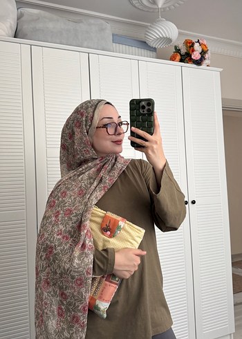 Pamuklu Haki Bohem Drape Şal