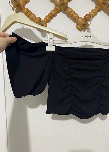 Zara Siyah Pilili Mini Bluz