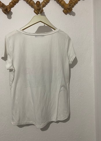 LC Waikiki Beyaz Baskılı Mini Pamuklu Tişört