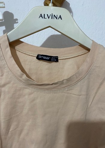 Diğer Bej Baskılı Kısa Kollu Oversize Tişört