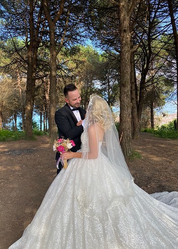 m Beden Beyaz Straplez Prenses Model Gelinlik