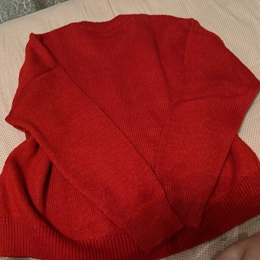 Kadın Kırmızı Örgü Salaş Kazak - Görsel 3