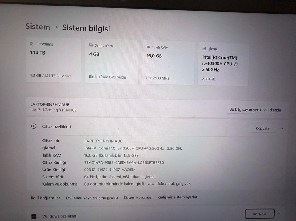 Lenovo Dizüstü Işıklı Bilgisayar - Görsel 5