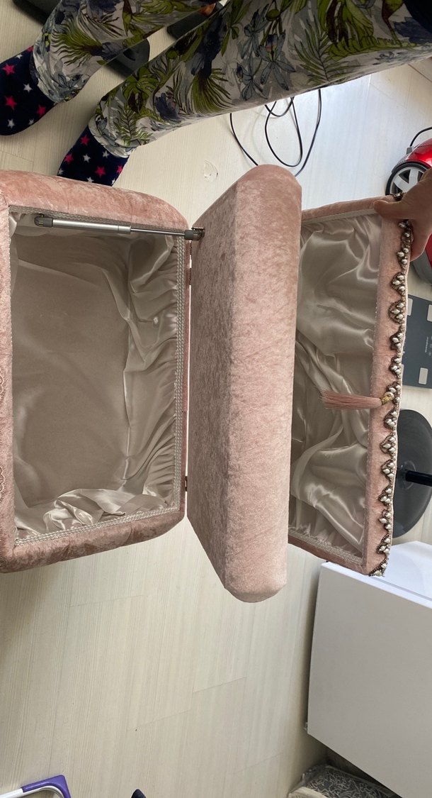 Dantel İşlemeli Pembe Kadın sandık - Görsel 3