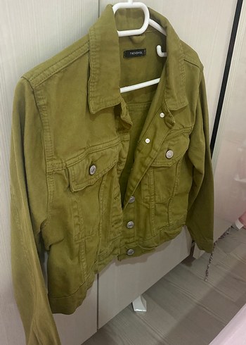 Kadın Haki Düğmeli Denim Ceket