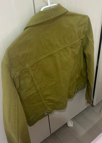 s Beden Kadın Haki Düğmeli Denim Ceket