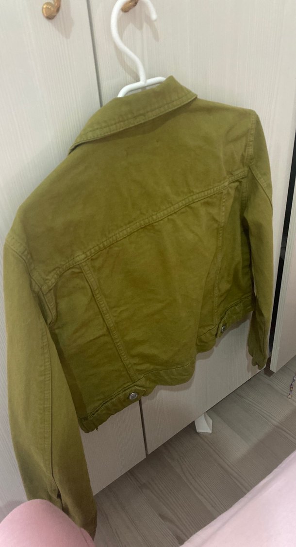 Kadın Haki Düğmeli Denim Ceket - Görsel 3