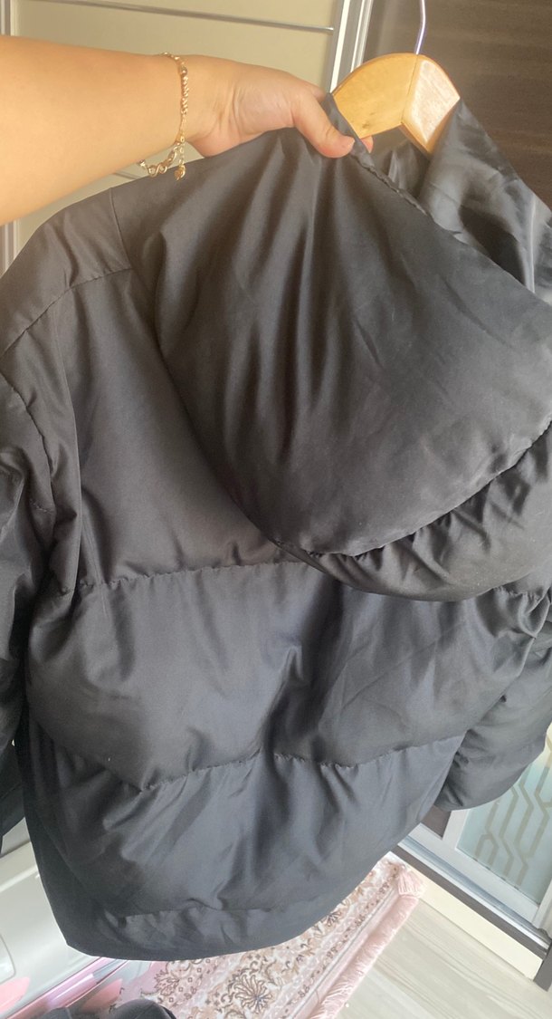 Siyah Midi Kolsuz Fermuarlı Kadın Mont - Görsel 2