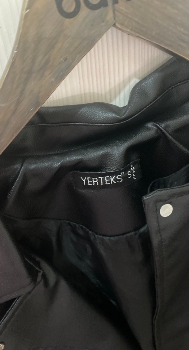 Kadın Siyah Kemerli Deri Biker Ceket - Görsel 2