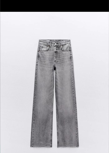 Zara Yuksek Bel Acik Gri Denim Jean