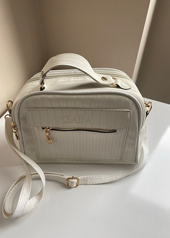 Zara Zara Beyaz Fermuarlı Kadın Çanta