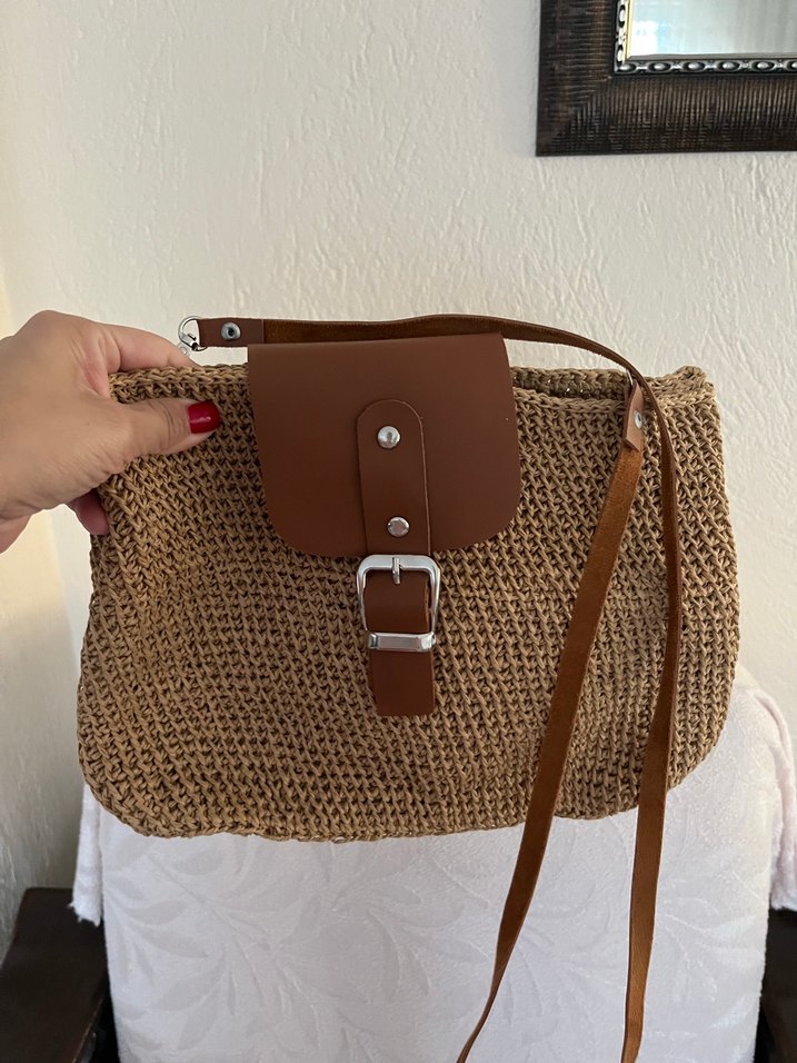 Bej Örgü Kadın Çapraz Çanta - Görsel 2