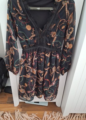 Desenli midi elbise - Görsel 3