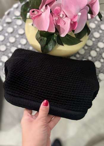 Siyah Örgü Kadın Portföy Çanta - Görsel 2