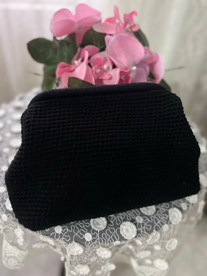 Siyah Örgü Kadın Portföy Çanta - Görsel 3