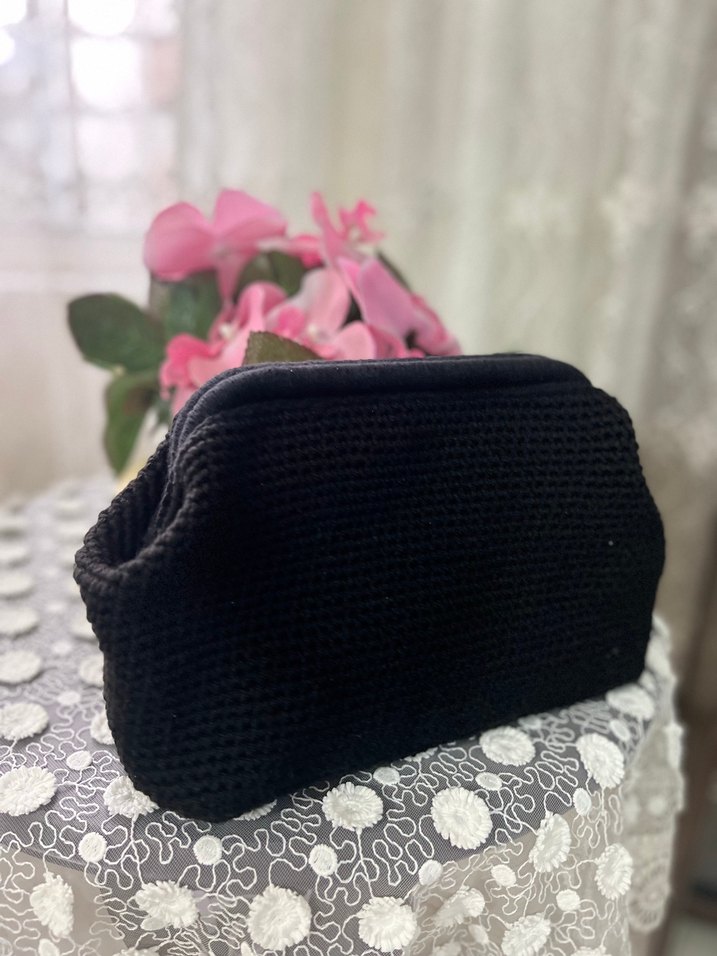 Siyah Örgü Kadın Portföy Çanta - Görsel 4