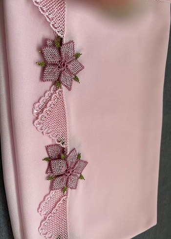 Dantel İşlemeli Pembe Kadın namaz örtüsü - Görsel 2
