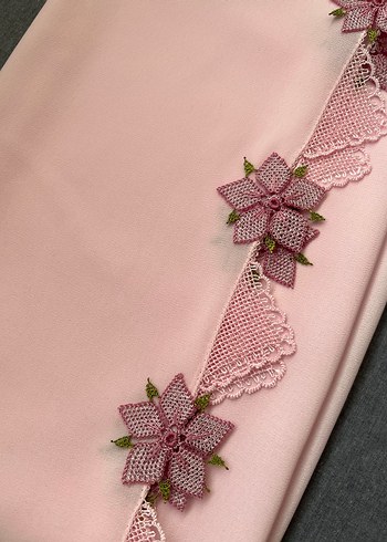 Dantel İşlemeli Pembe Kadın namaz örtüsü - Görsel 5