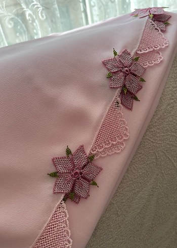 Dantel İşlemeli Pembe Kadın namaz örtüsü - Görsel 6