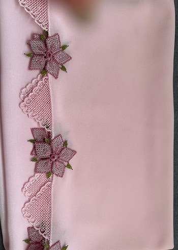 Dantel İşlemeli Pembe Kadın namaz örtüsü - Görsel 3