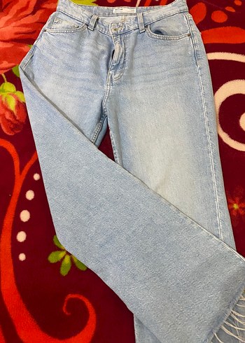 36 Beden mavi Renk Kadın bershka cropped jean
