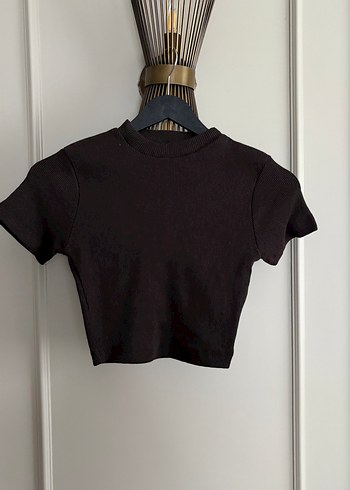 kahverengi Kısa Kollu Crop Top