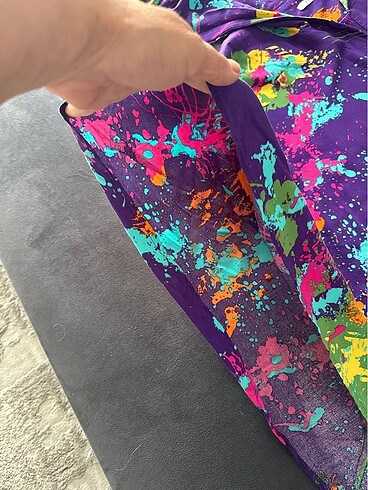 universal Beden ParkModa Splash Desen Kapüşonlu Elbise